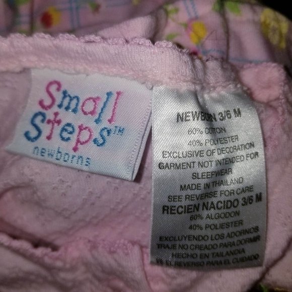 Small Steps Baby's Floral Ruffle Pink Short Sleeve Overall Size 3-6 Months - Picture 5 of 7